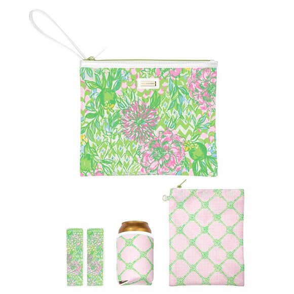 Lilly Pulitzer Water Resistant Vinyl Beach Day Pouch, Zipper Bag - Picture 1 of 1